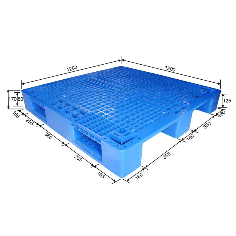 1200x1200MM-4Way-HDPE-Blue-Stackable-Plastic-Pallets-for-Warehouse-Storage