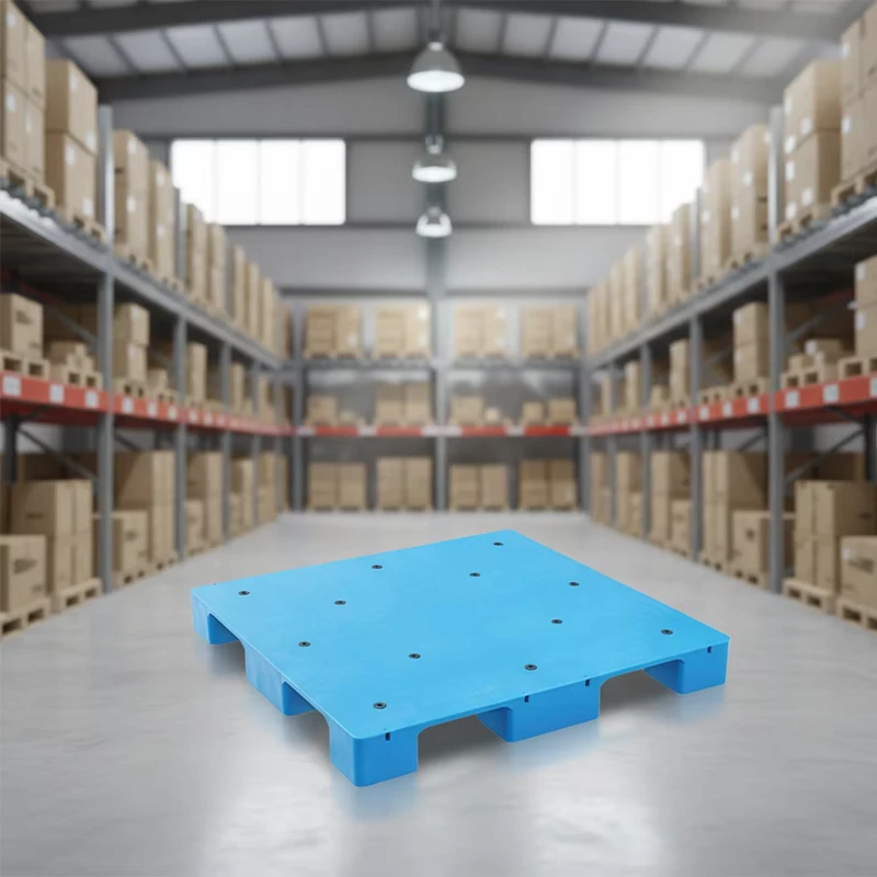 1212-Industrial-9-Big-Legs-Recycled-HDPE-Single-Faced-Plastic-Pallet-4-Way-Entry-with-Long-Service-Life-for-Storage