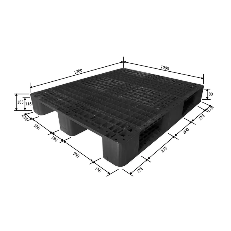 Black-Euro-Anti-slip-48-40-Plastic-Pallets-120x100-Plastic-Industrial-Pallets