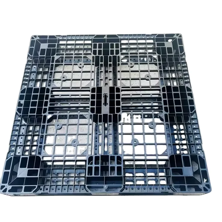 Black-Recycled-Material-Euro-Pallet-4-Way-Entry-Lightweight-Single-Faced-1100x1100mm-Mesh-Deck-Transportation-Use-3-Ton-Static