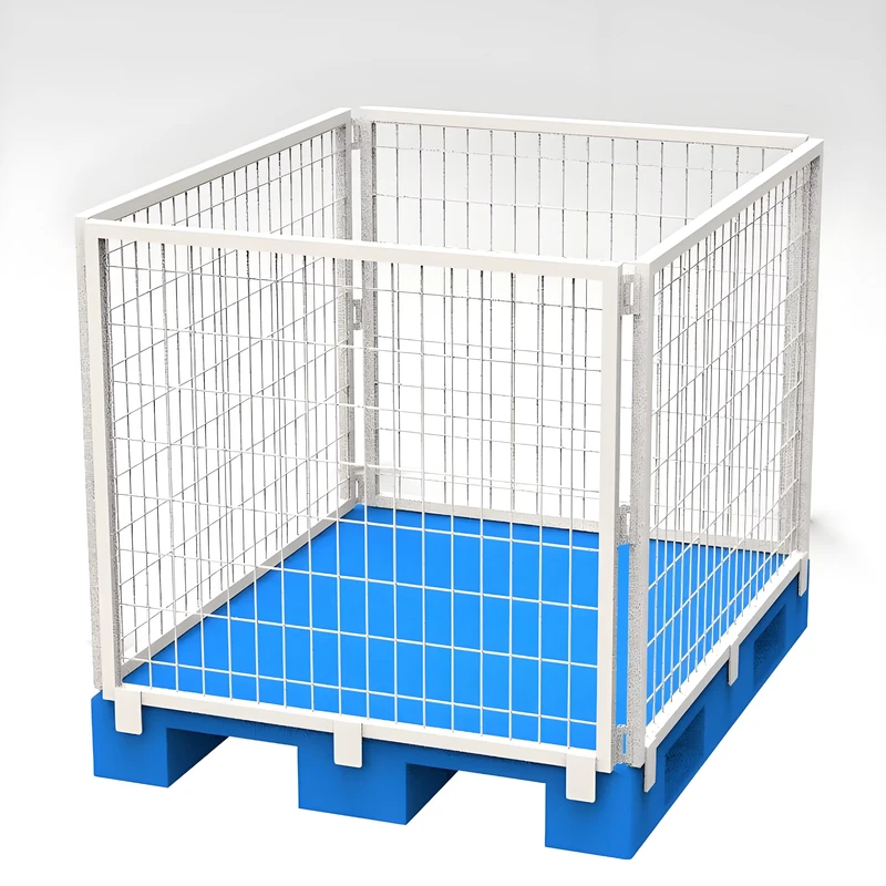Collapsible-Foldable-Perforated-Durable-Galvanized-HDPE-Plastic-Pallet-Cage-Steel-Cores-Recyclable-Stackable-Storage-Boxes-Bins