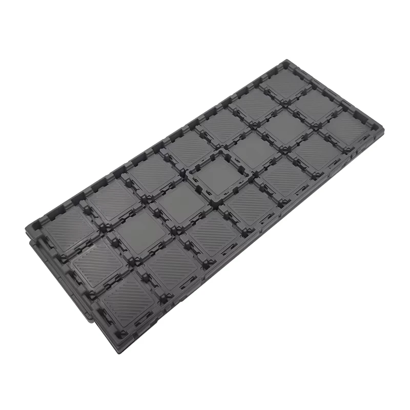 Custom-Black-Plastic-ESD-Antistatic-Tray-Packing-PBC-Pallets-for-CPU-Processor-with-Component