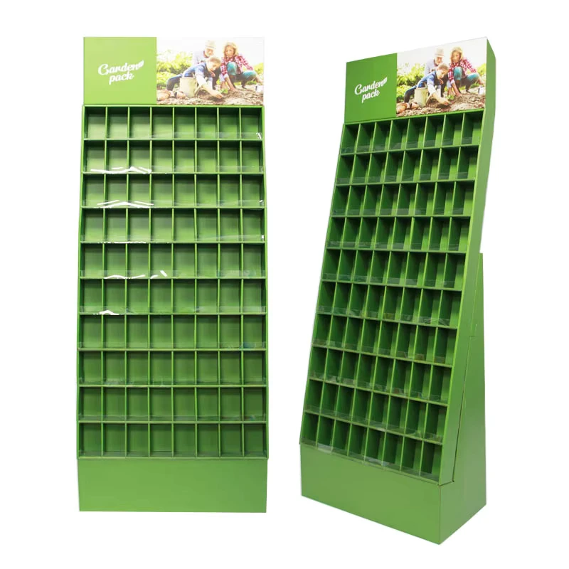 Custom-Cardboard-Multi-Pocket-Floor-Display-Stand-for-Garden-Seed-Packets-Greeting-Card-Postcard-Corrugated-Paper-Rack-Shelf
