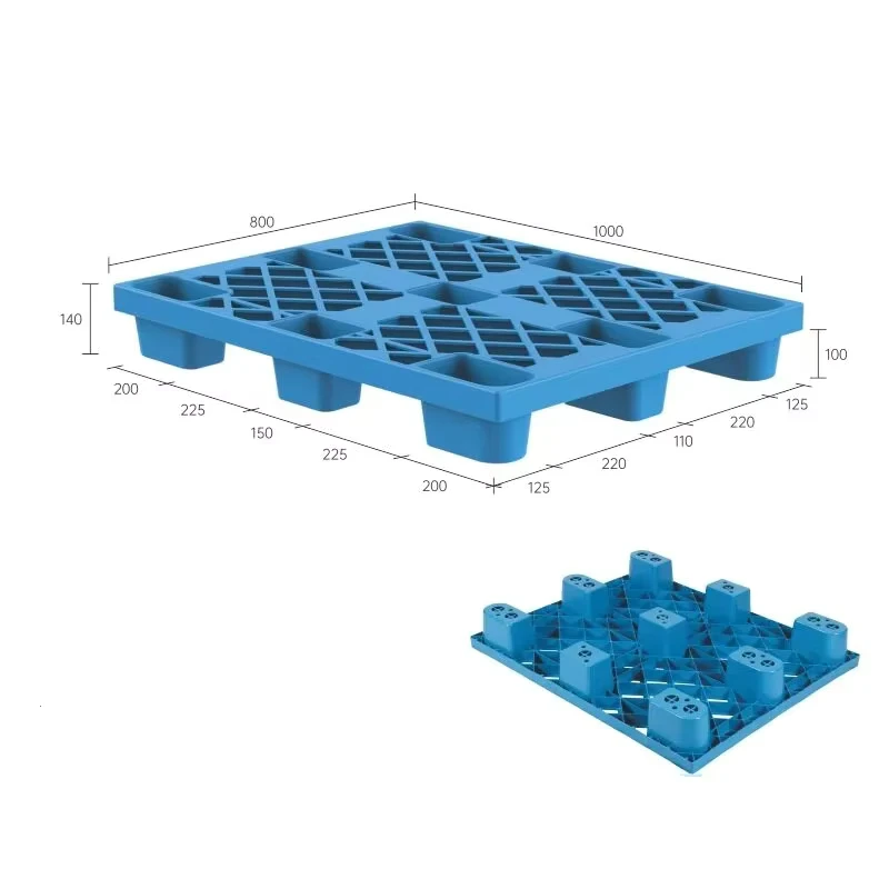 Customizable-Logo-0.5T-Dynamic-Load-Capacity-Eco-friendly-Plastic-Single-Faced-9-Pies-Pallet-4-Way-Entry-Industrial-Warehouse