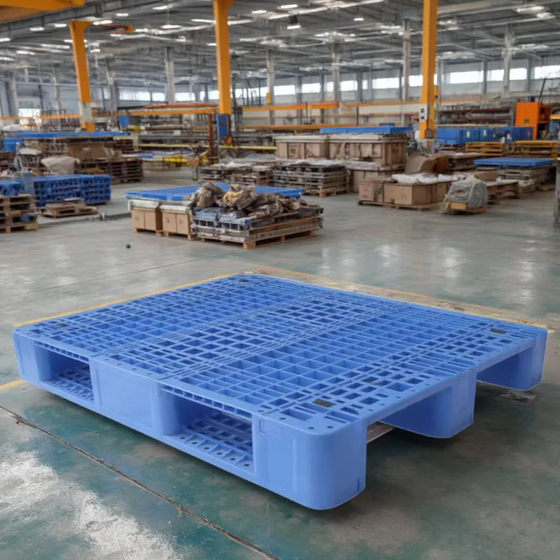 Customizable-Three-Feet-Euro-4-Way-Entry-Heavy-Duty-HDPE-Meshed-Gird-Grilled-Recycled-PE-Single-Faced-Pallets-5T-Static-Load
