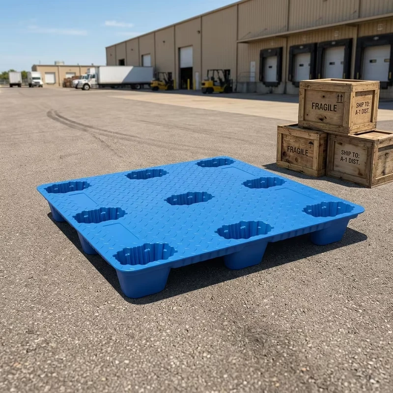 Customized-Economical-Pallets-With-Nine-Feet-Nestable-Plastic-Pallet