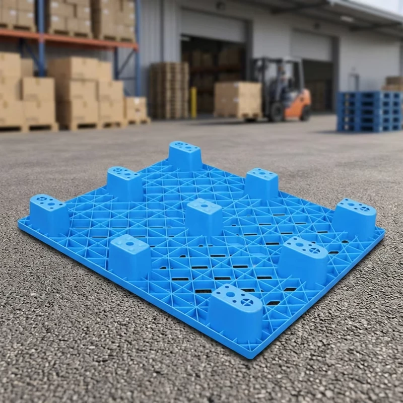 Customized-Heavy-Duty-Euro-Pallets-Single-Faced-4-Way-Printing-Industry-Company-9-Feet-Plastic-Pallets