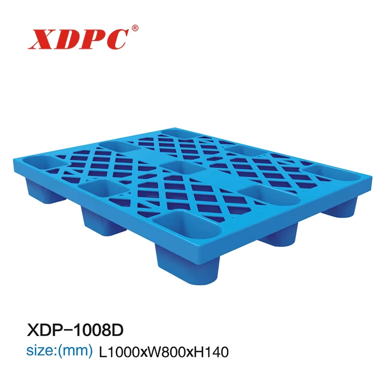 Durable-Plastic-Tray-for-Logistics-and-Warehousing-1000-800-140mm-Grid-Nine-Leg-Plastic-Pallet