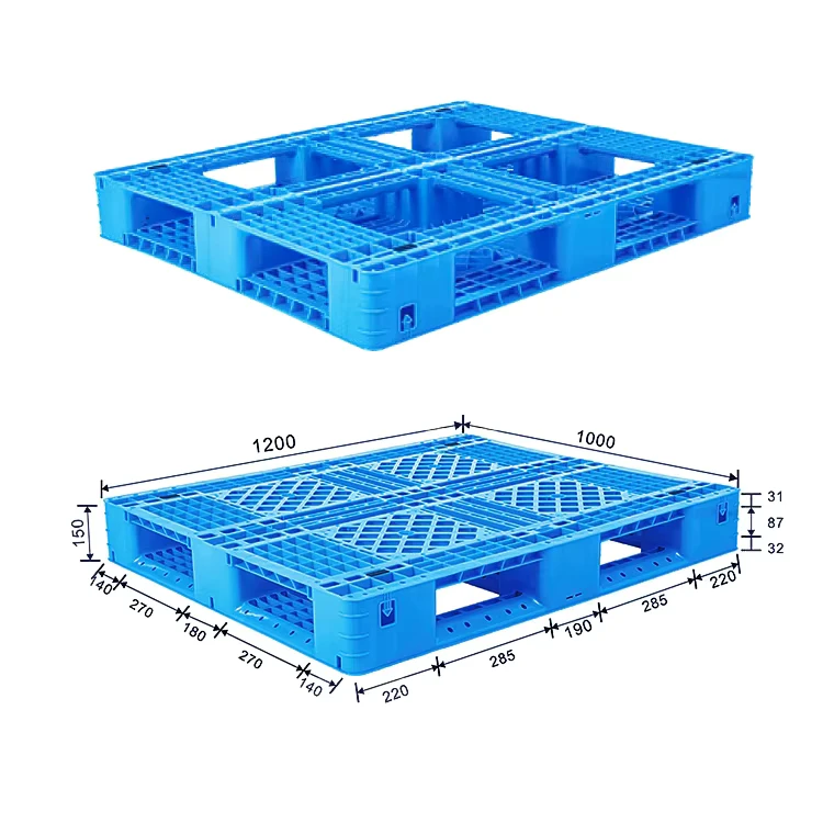 Eco-friendly-Heavy-Duty-Euro-Plastic-Pallet-Grid-Field-4-Way-Entry-Single-Faced-Logo-Printing-1200-1000-150mm