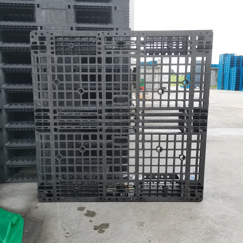 Factory-Customization-Industrial-Heavy-Duty-Single-Faced-Black-1100x1100x150mm-Euro-Pallet-Durable-Recycled-Plastic-4-way