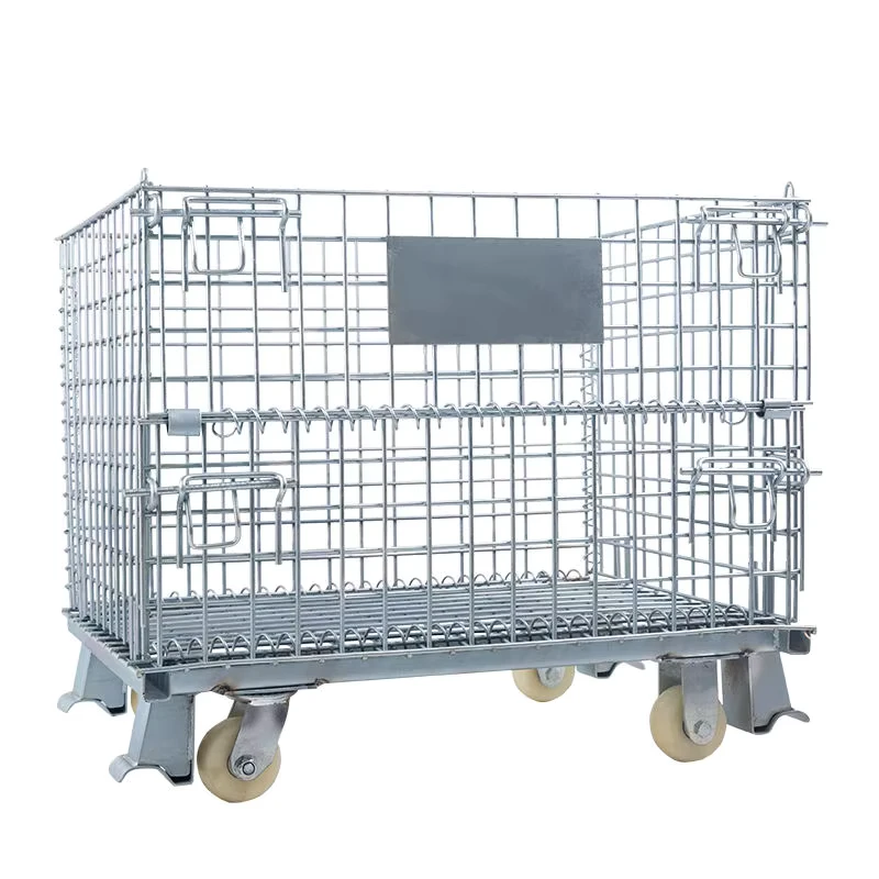 Good-Quality-Logistics-Collapsible-Stackable-Folding-Foldable-Pallet-Metal-Steel-Wire-Mesh