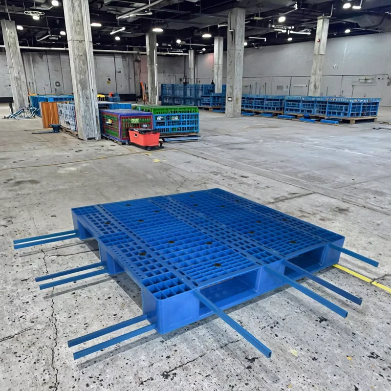 Heavy-Duty-Durable-Single-Faced-Euro-PE-Plastic-Pallets-Recycled-Export-Grade-Stackable-6T-Static-Load-4-Way