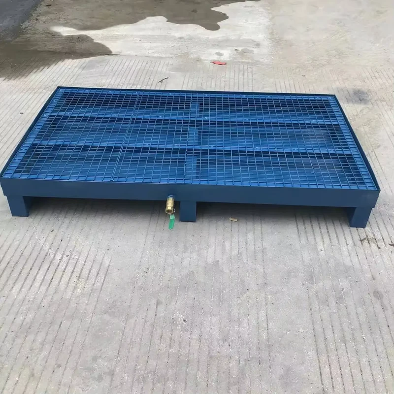 Heavy-Duty-Forklift-Stackable-Mesh-Pallets-Storage-Metal-4-Drum-Oil-Steel-Pallet-Steel-Spill-Containment-Pallets-1