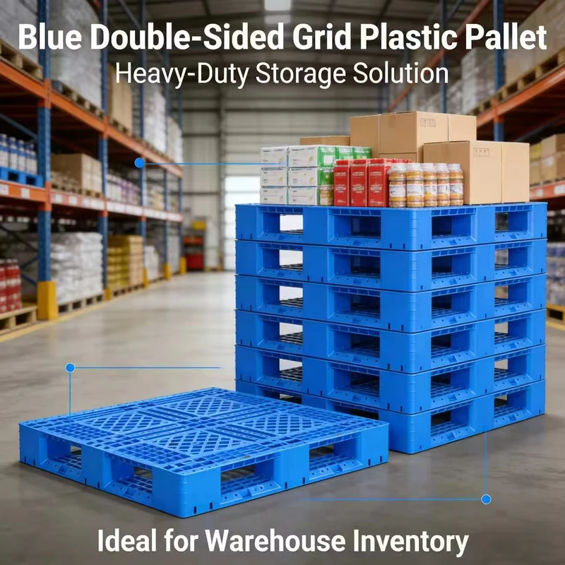 Heavy-Duty-Plastic-Pallets-1200x1000x150mm-Grid-Top-4-Way-Entry-Material-Durable-Warehouse-Racking-Pallets-Factory