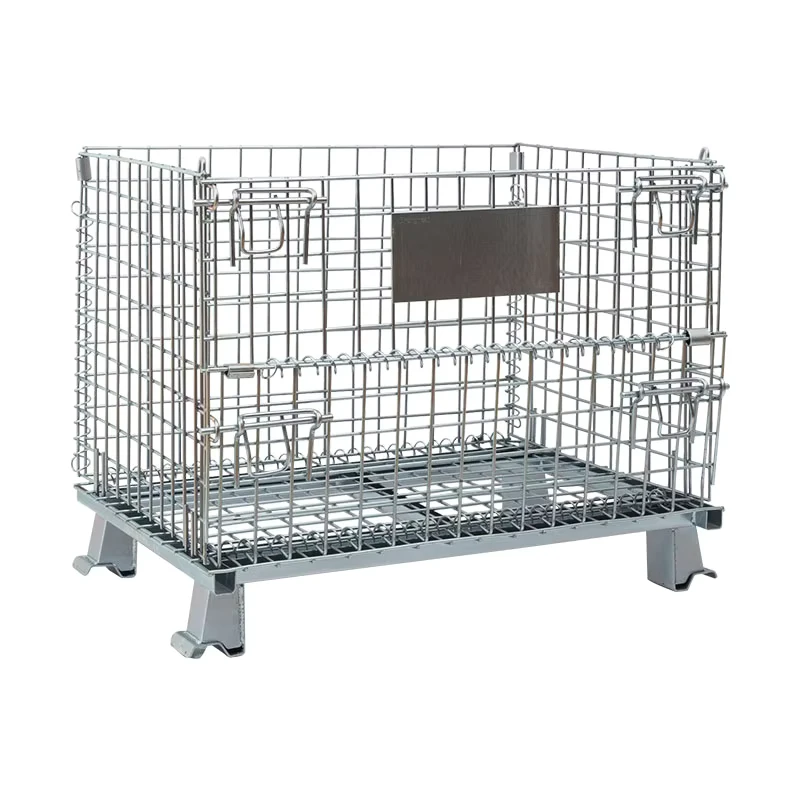 Heavy-Duty-Powder-Coated-Collapsible-Stackable-Logistics-Rigid-Steel-Metal-Wire-Mesh-Storage-Pallet-Cages-500kg-1000kg-Capacity
