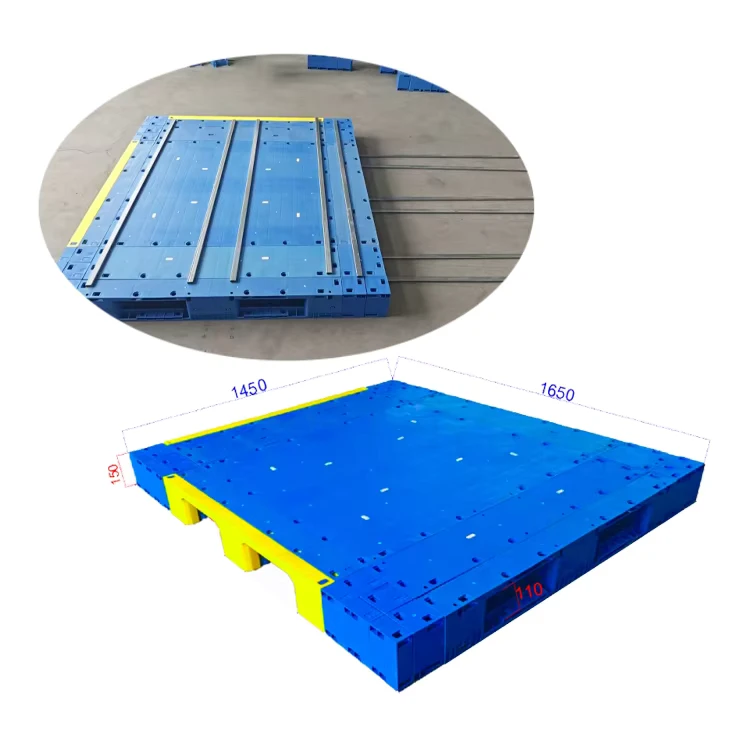 Heavy-Duty-Recycled-Plastic-Pallet-4-Way-Custom-Size-Color-3-Runners-Closed-Deck-Industrial-Use-for-Warehouse-Storage