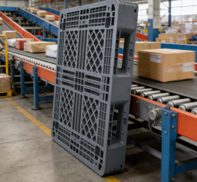 Heavy-Duty-Single-Faced-Euro-Block-Pallets-4-Way-HDPE-Construction-Custom-Color-Options-Enhanced-Durability-Organizational