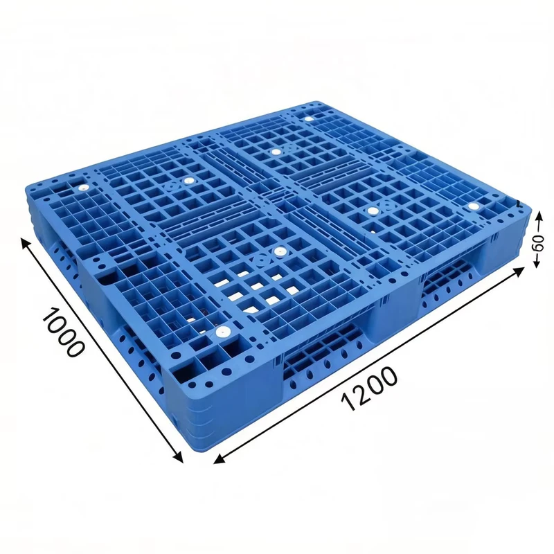 High-Quality-1200-1000-150mm-Custom-Heavy-Duty-Single-Faced-4-Way-Recycled-Eco-friendly-Industrial-HDPE-Plastic-Pallet-HUADU