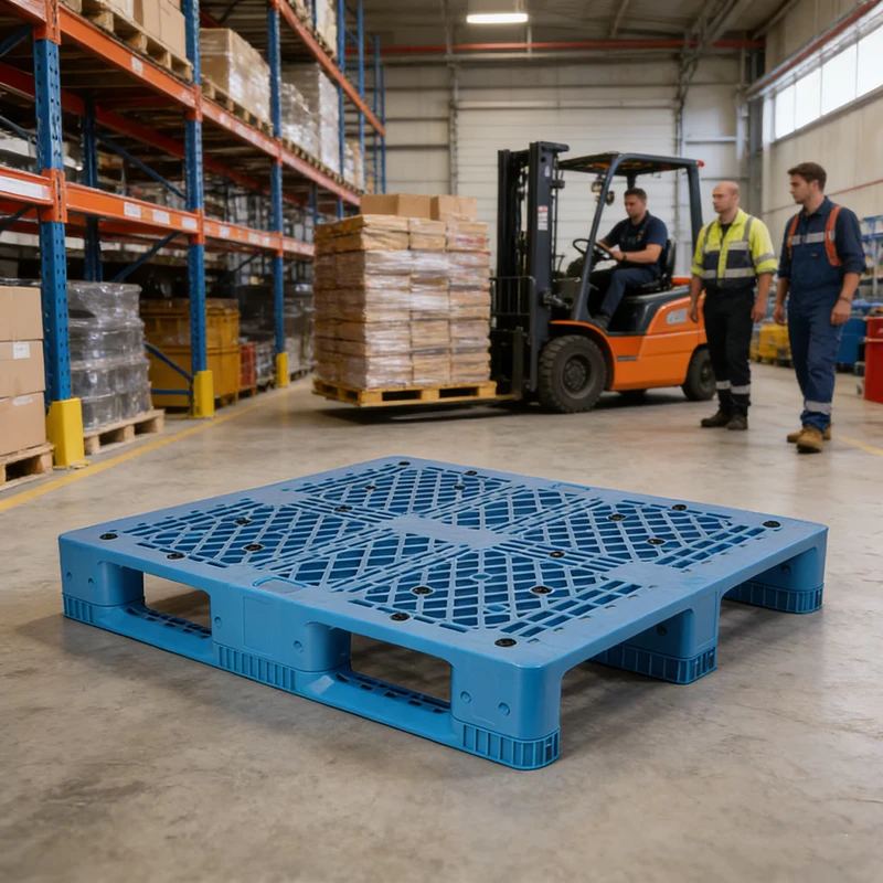 High-Strength-Euro-Plastic-Pallet-for-Automated-Warehouse-and-Forklift-Operations