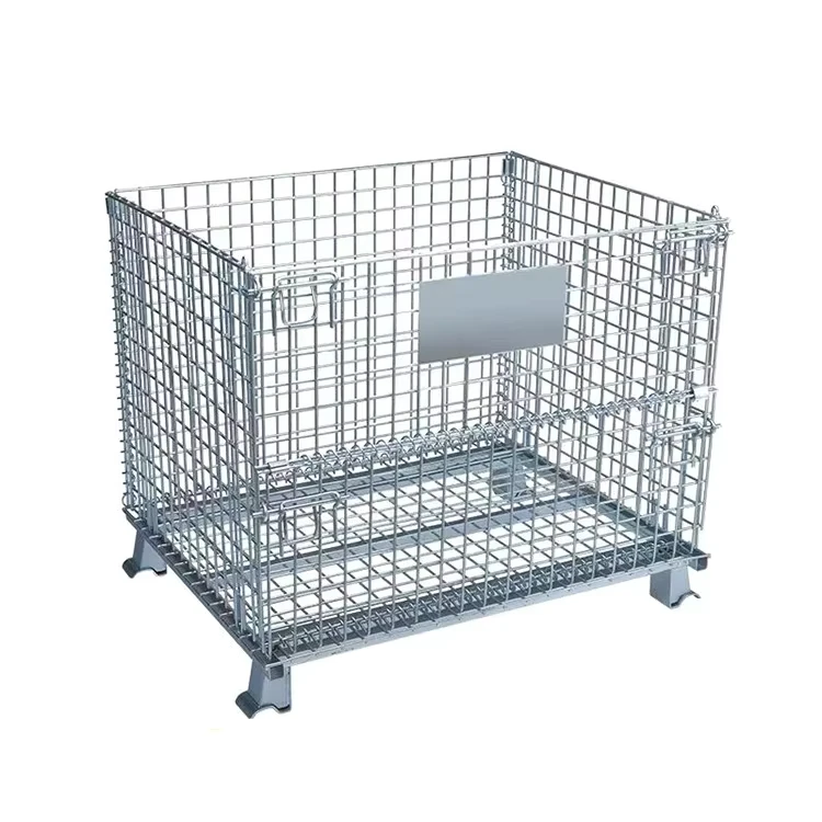 Industrial-Foldable-Metal-Folding-Warehouse-Wire-Mesh-Storage-Pallet-Cage