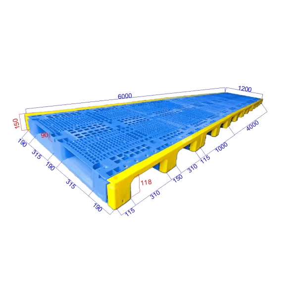 Industrial-Large-Custom-Size-4-Way-Pallet-Multi-Color-Non-Slip-Open-Tray-3-Slide-Rails-6000mmx1200mmx150mm-Plastic-Heavy-Duty-8T
