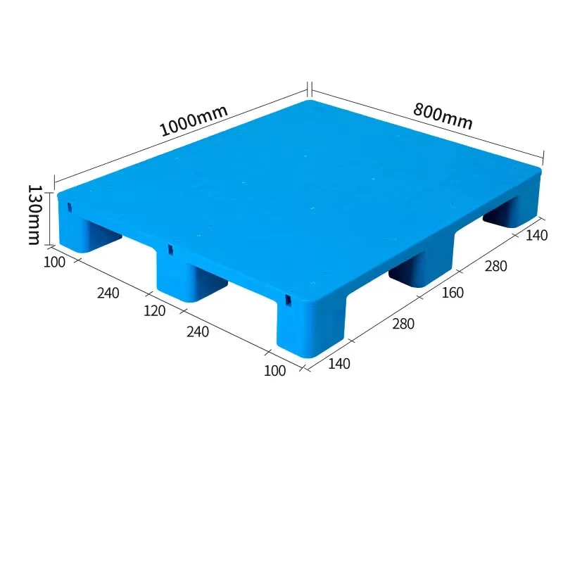 Light-Duty-Blue-Eco-friendly-Plastic-Pallet-4-Way-Entry-Single-Faced-HDPE-Material-Industrial-Use-Recycled-Logistics