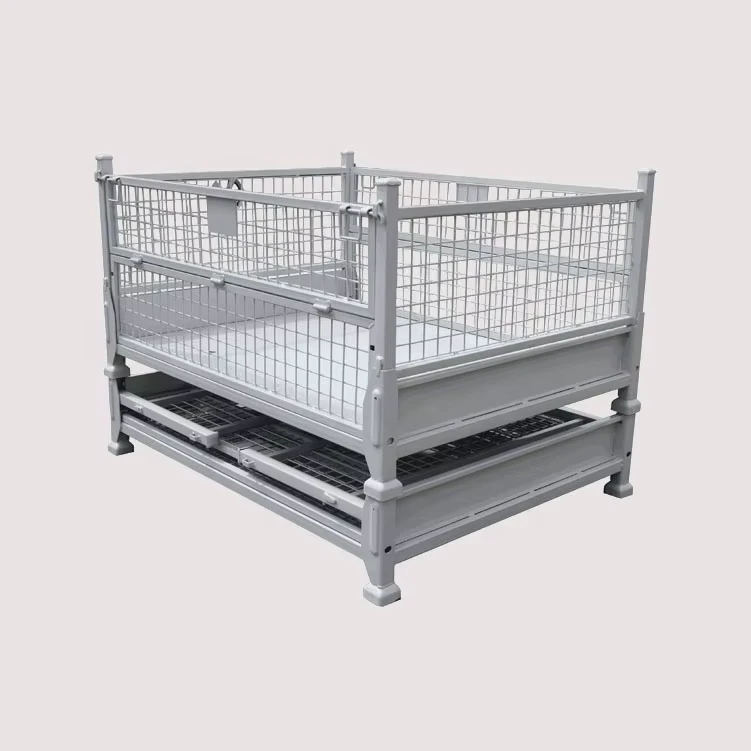 Mesh-Box-Wire-Cage-Metal-Bin-Storage-Container-Wire-Mesh-Pallet-Crate-Foldable-Stackable-Steel-Storage-Cage-Pallet
