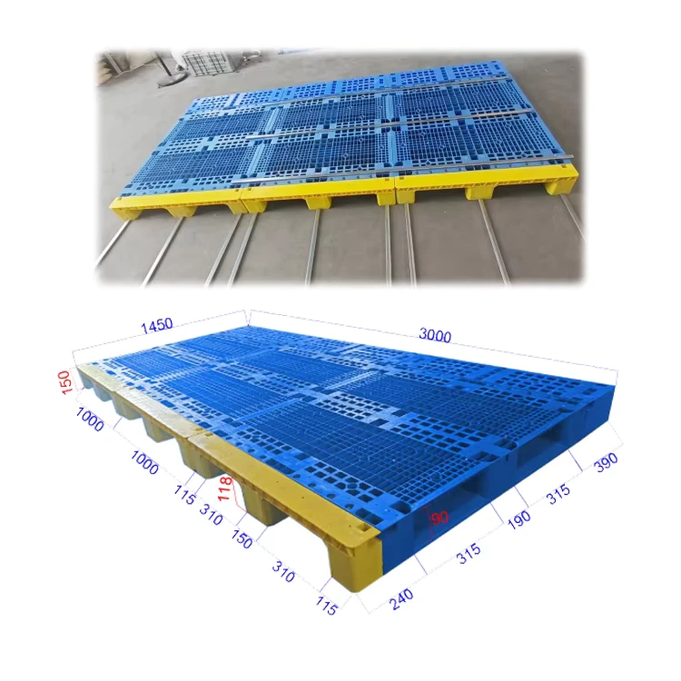 OEM-Custom-Recycled-Plastic-Pallet-Logistics-Open-Deck-3-Runners-1450-3000-150mm-Warehouse-Storage-Transportation