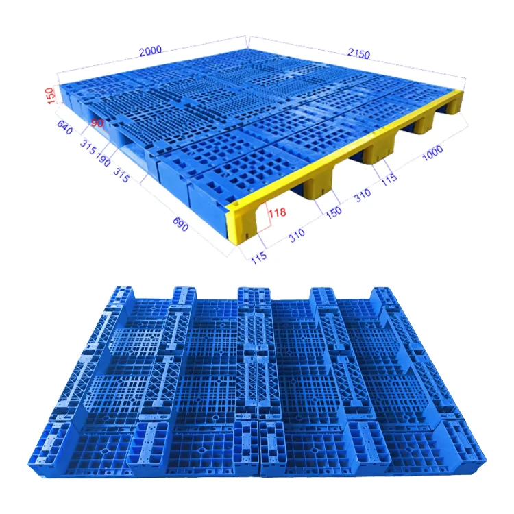 Oversize-Customized-Logo-Printing-Hygienic-Open-Deck-3-Runners-Recycled-Plastic-Pallet-4-Way-Entry-Industrial-6T-Static-Load
