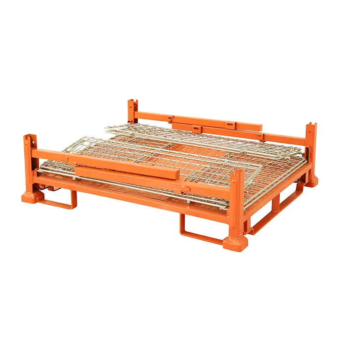 US-Standard-Auto-Parts-Galvanized-Powder-Coated-Steel-Storage-Foldable-4-Layer-Stackable-Metal-Wire-Mesh-Pallet-1500kg-Capacity