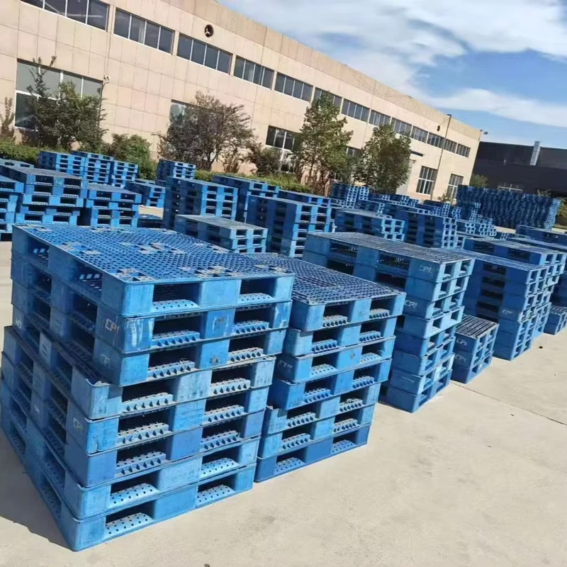 Used-Heavy-Duty-4-Way-Recycled-Plastic-Euro-Pallet-Single-Faced-1100-1100mm-1200-1000mm-1200-1100mm-Industrial-Transportation
