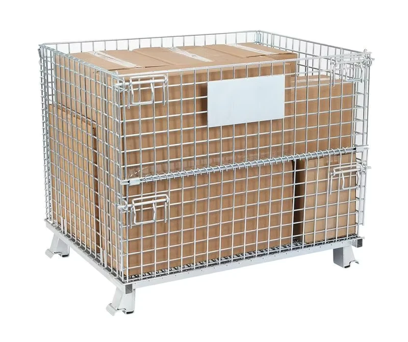Wire-Mesh-Pallet-Cage-Crafted-From-Carbon-Steel-Supports-Customized-Configuration-to-Satisfy-Diverse-Storage-Demands