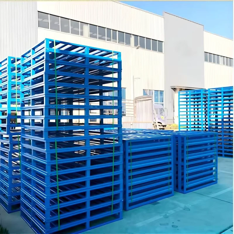 Zhongcang-Warehouse-Forklift-Storage-Two-Sided-Steel-Pallets-with-Powder-Coating-Zinc-Galvanized-Durable-Stacking-Pallets
