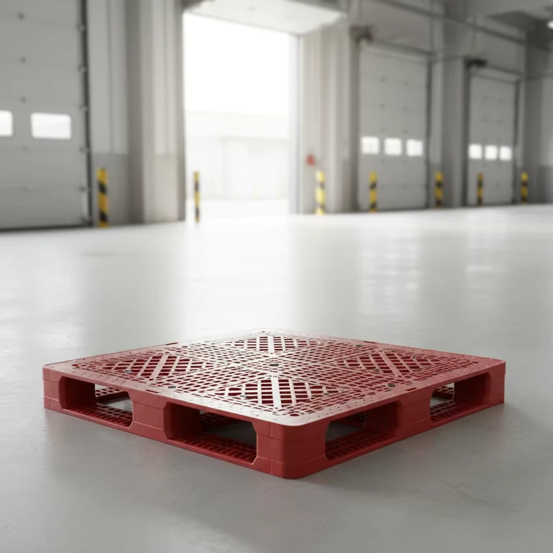 1000x1000-Standard-Size-Heavy-Duty-Stackable-9-Feet-New-Single-Side-Perforated-Face-Plastic-Pallet-for-Warehouse-Ground-Use