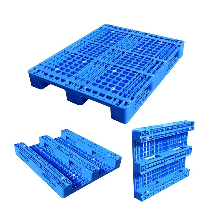 3-Runners-Single-Side-110-110-15-Cm-100-Virgin-HDPE-Load-Steel-Reinforced-Plastic-Pallet-for-Auto-Industry