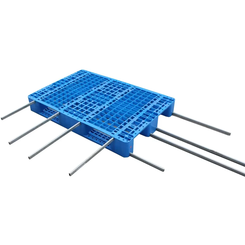 Best-Seller-Recycle-Stackable-Plastic-Trays-Single-Side-Flat-Top-Nine-Feet-Plastic-Pallet-for-Logistics-Warehousing