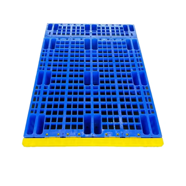 Custom-Logo-Printed-Moisture-Proof-Plastic-Pallet-1400-1000mm-Nestable-Single-Sided-Open-Deck-for-Canned-Goods-Storage