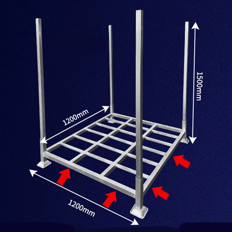 Factory-Stacking-up-Racks-Heavy-Duty-Stackable-Galvanized-Steel-Pallet-Post-Pallet-for-Cold-Chain-Transportation