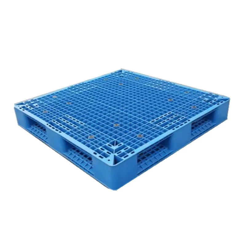 Heavy-Duty-Blue-HDPE-Euro-Plastic-Pallet-Durable-Single-Face-with-Steel-Reinforcement-Standard-Size-Rack-4-Way-Entry