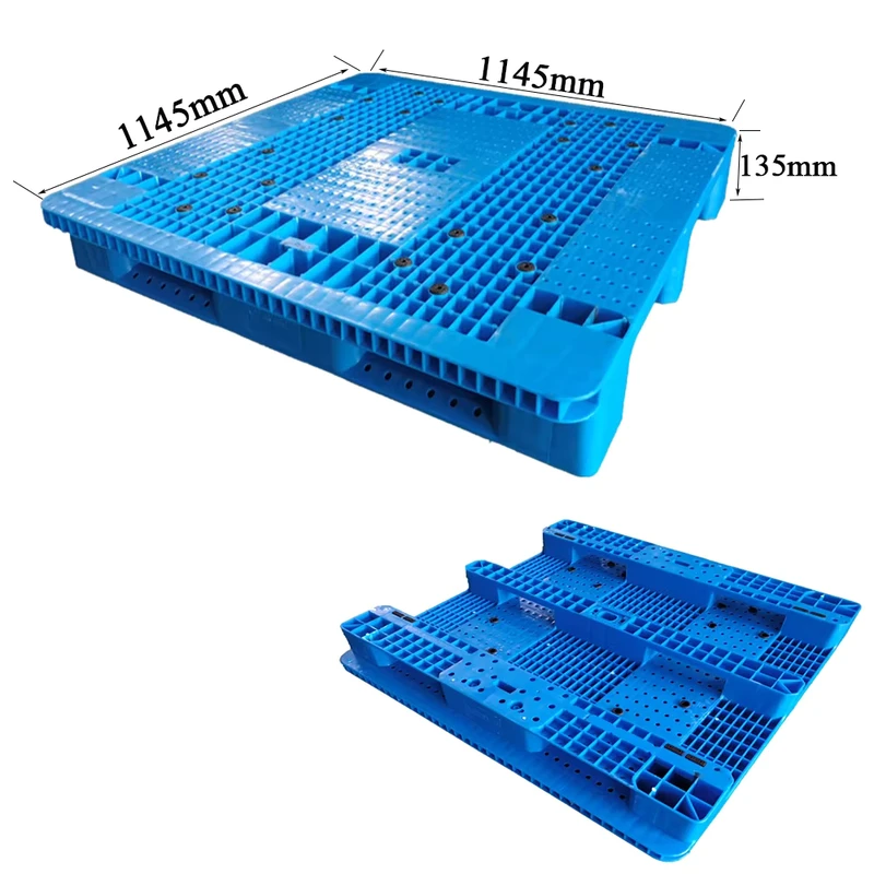 Heavy-Duty-Durable-Single-Face-Standard-Size-Rack-Use-Steel-Reinforced-Blue-HDPE-Euro-Plastic-Pallet