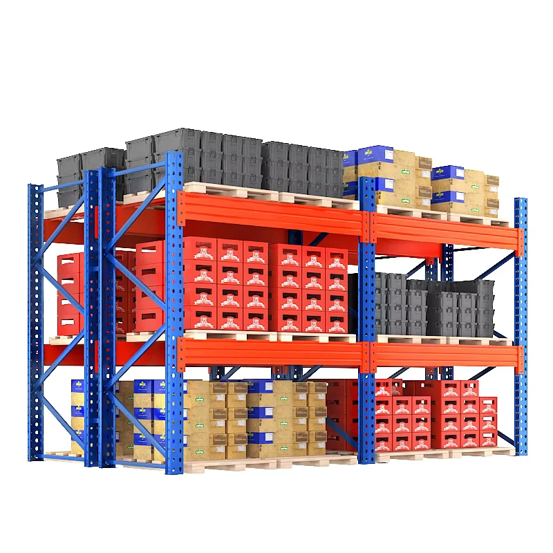 Heavy-Duty-Steel-Epoxy-Powder-Coated-Industrial-Multi-Level-Pallet-Shelving-Rack-Adjustable-Layers-Stackable-Design