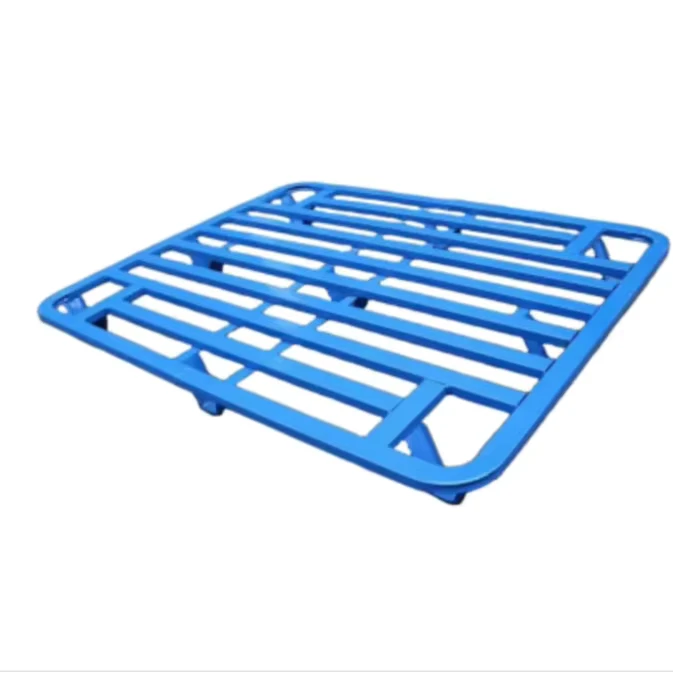 High-Quality-Yuge-Single-Faced-Euro-Metal-Pallet-Durable-4-Way-Iron-Power-Coat-Nine-Feet-Cargo-Transportation-Steel-Pallet