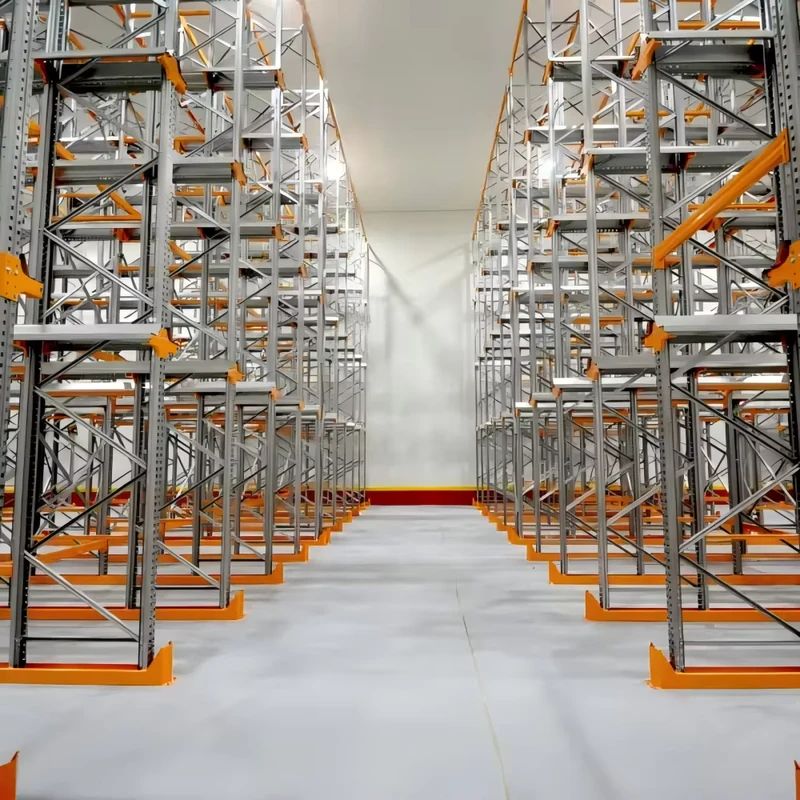 Industrial-Dairy-and-Cold-Storage-Heavy-Duty-3-Layer-Powder-Coated-Drive-Through-Freestanding-Stacker-Rack-System-Pallet-Shelves