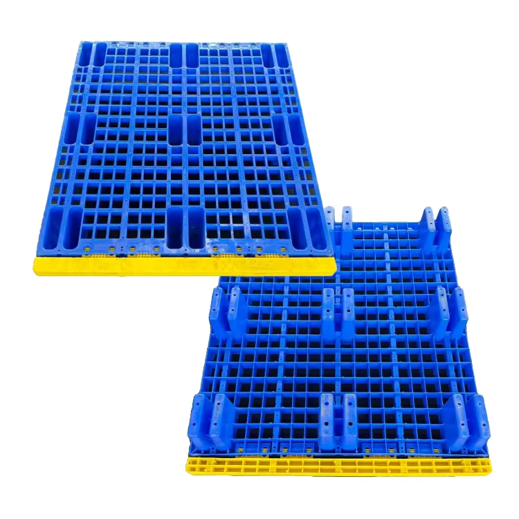 Industrial-Reusable-Anti-Slip-Nestable-Single-Sided-Open-Deck-4-Way-Plastic-Pallet-6T-Static-Load-5pcs-Steel-Tubes-for