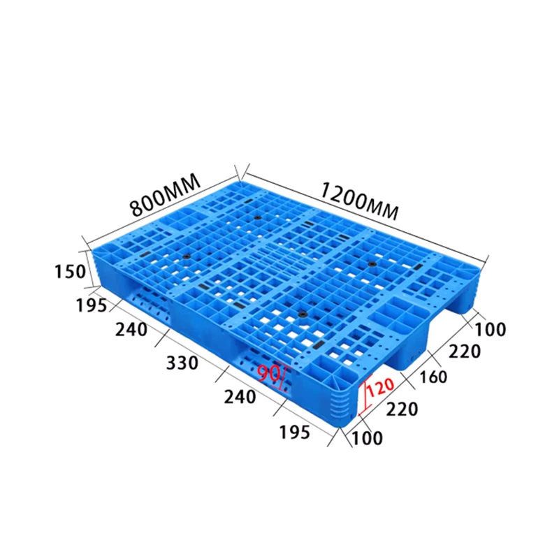 Most-Popular-1200-800-Grid-3-Runners-Single-Sided-Durable-Logistics-Plastic-Pallet-for-Storage-and-Transportation