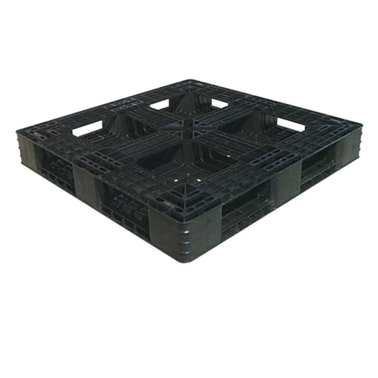 Plastic-Pallet-Black-1200x1000-Disposable-Recycled-HDPE-Single-Side-Plastic-Pallet