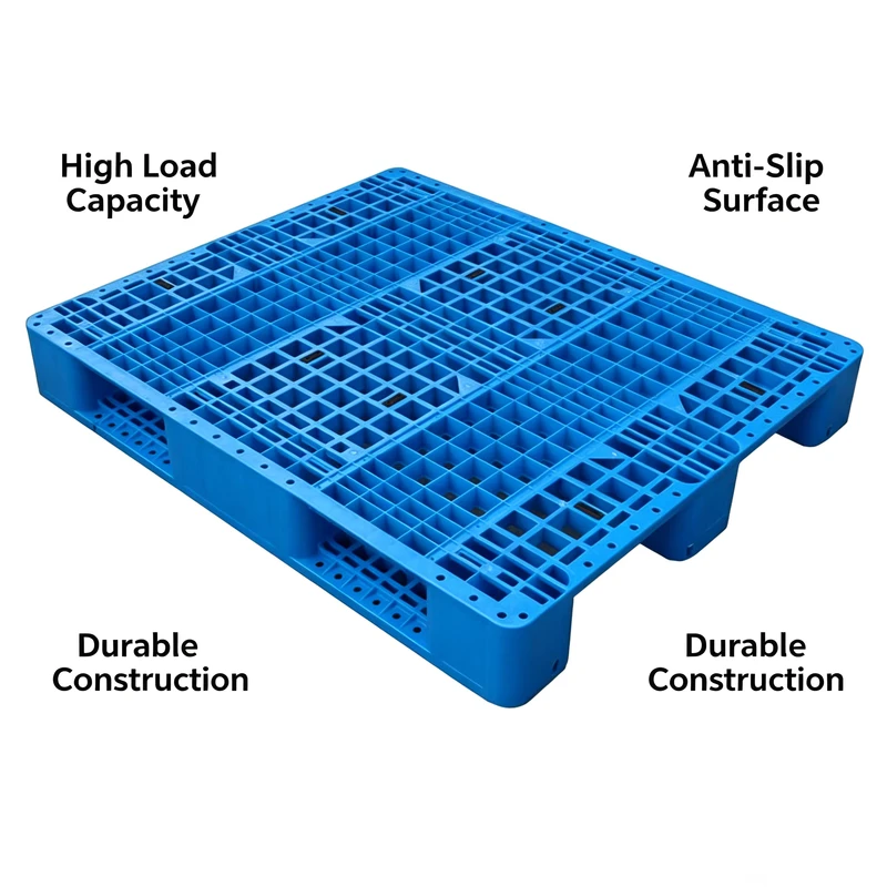Plastic-Pallet-Heavy-Style-Single-Faced-Sides-Euro-HDPE-Large-Stackable-Reversible-Plastic-Pallet