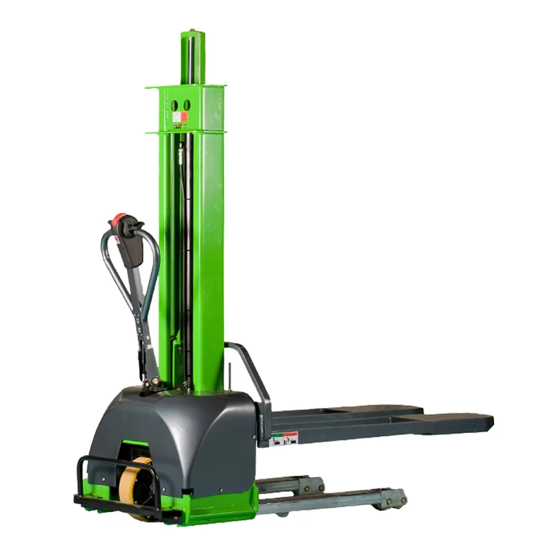 Self-Loading-Lifting-Portable-Forklift-Semi-Self-Stacker-Electric-Pallet-Truck-1150mm-Fork-Length-Non-Marking-Tires