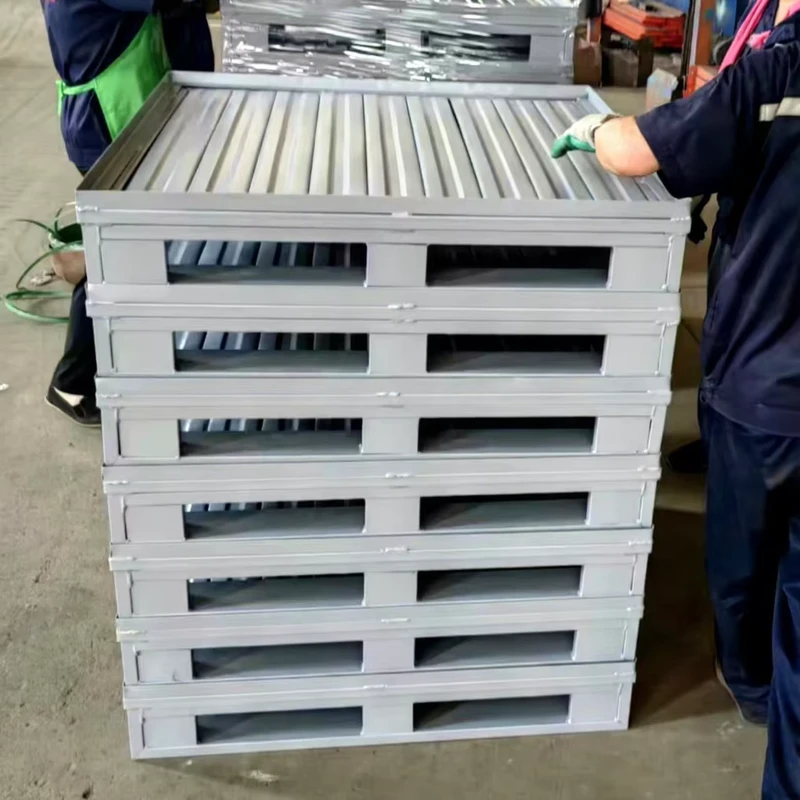 Single-Side-Stackable-Steel-Pallet-with-Large-Capacity-and-4-Way-Entry-Selective-Corrosion-Protected-Rack-Recyclable