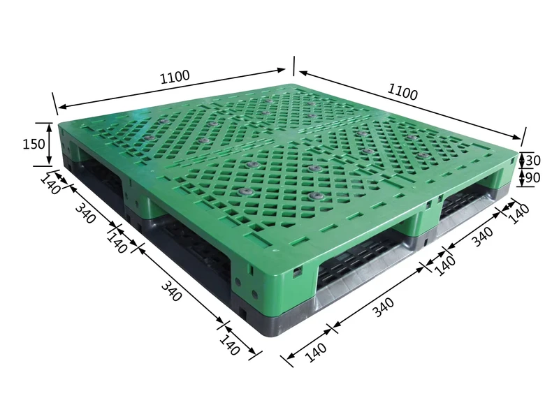 Storage-Heavy-Duty-Single-sided-Euro-Pallet-4-Way-1100x1100x150mm-HDPE-Eco-friendly-Plastic-Pallet